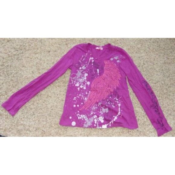 Girls 2 Shirts Sugar Tart Place 14 Purple Embroidered Skull Long Sleeve Tops - Picture 2 of 10